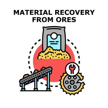 Material recovery from ores industrial processing concept Stock Illustration