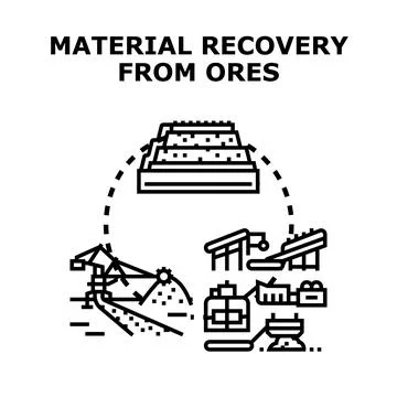 Material recovery process from mining beneficiation ores Stock Illustration