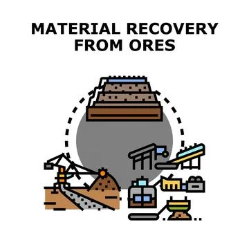 Material recovery process from mining beneficiation ores Stock Illustration