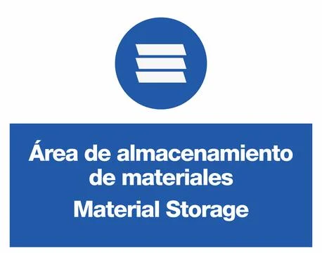 Material Storage Bilingual Construction Mandatory Signs Collection Stock Illustration