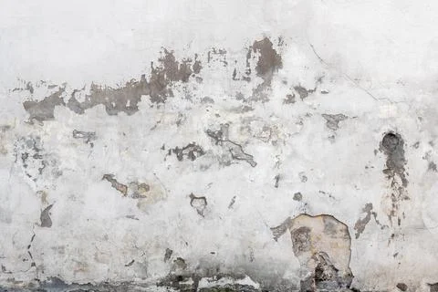 Material texture of damaged and cracked plaster wall, surface background Stock Photos