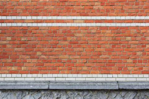 Material texture of red brick wall with lines Stock Photos