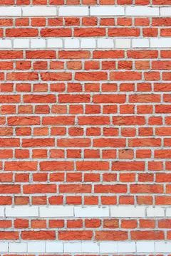 Material texture of red brick wall with lines Stock Photos