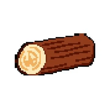 Material wood log pixel art vector illustration Stock Illustration