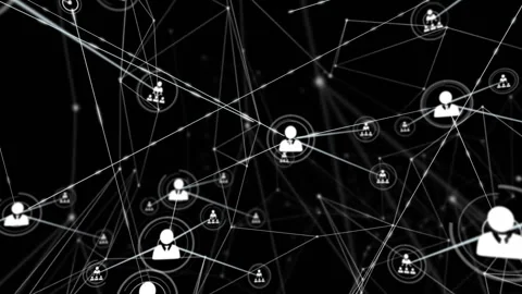 Materializing central user node and sending beams spawning group nodes for Video stock 310298721