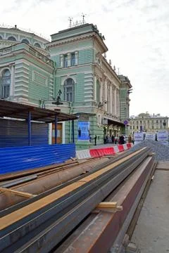 Materials about Mariinsky Opera theatre on Arts square in St. Petersburg Stock Photos