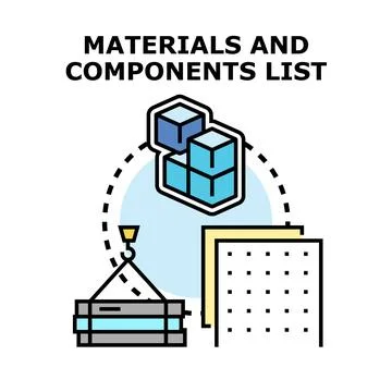 Materials and components list for product manufacturing Stock Illustration