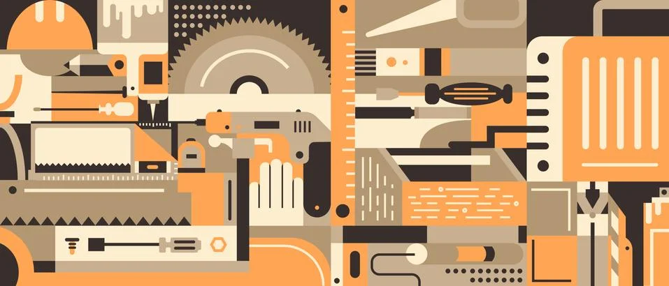 Materials and tools for building Illustrazione stock