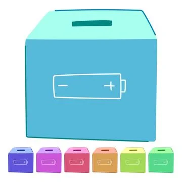 Materials battery recycling box vector cartoon graphic Stock Illustration