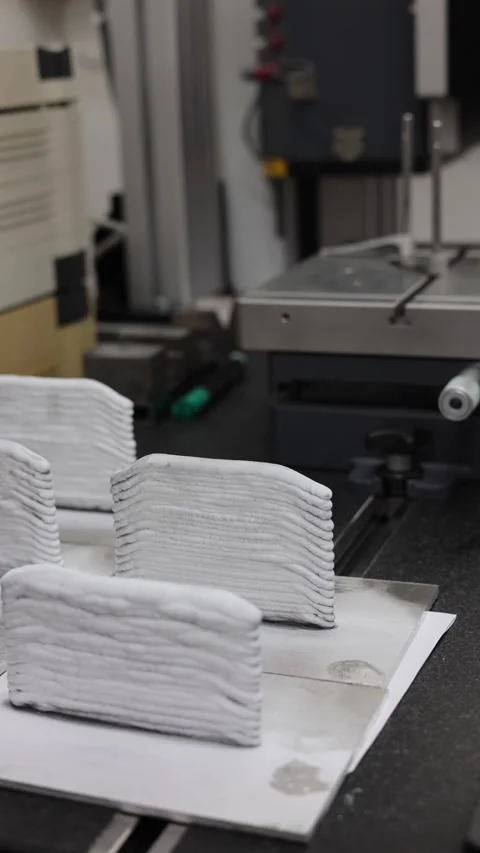 Materials created by 3D printer vertical video Stock Footage 286050253