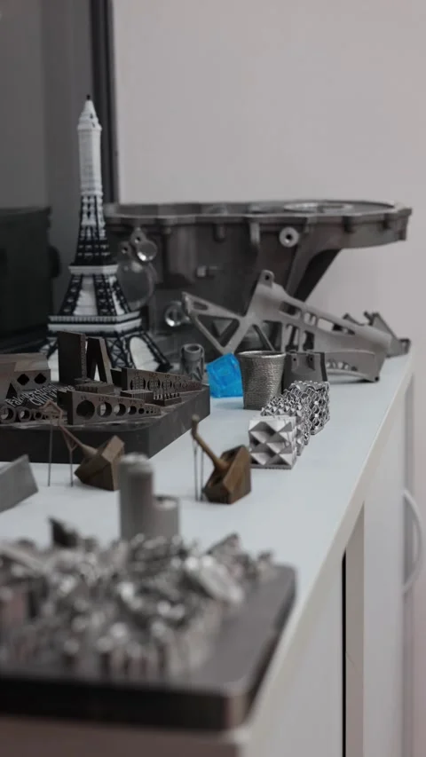 Materials created by 3D printer vertical video Stock Footage 286050325