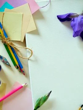 Materials for creativity and design, decorative composition Stock Photos