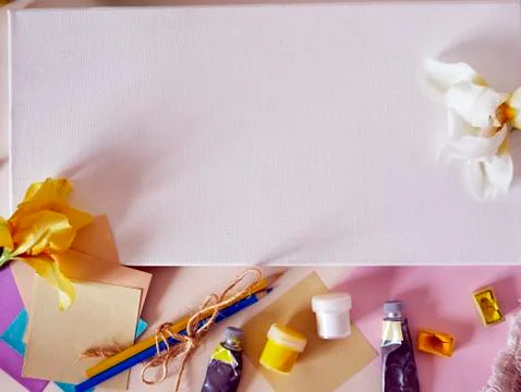 Materials for creativity and design, decorative composition Stock Photos