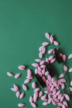 Materials for depilation of eyebrows and delicate areas. Pink wax granules, w 写真素材