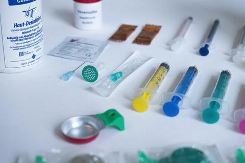 Materials for drug consumption under controlled surroundings for help Stock Photos