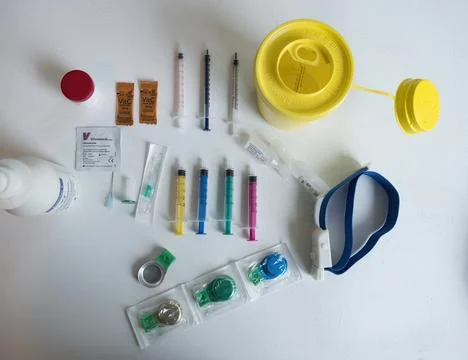 Materials for drug consumption under controlled surroundings for help Stock Photos