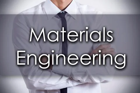 Materials Engineering - Young businessman with text - business concept Stock Photos