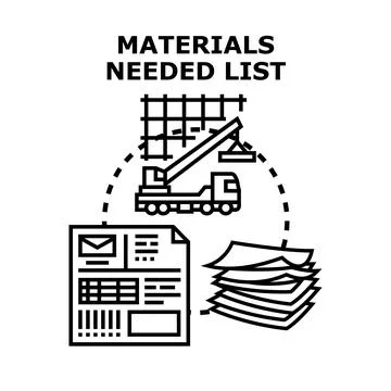 Materials needed list for construction planning Stock Illustration