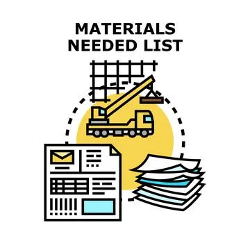 Materials needed list for construction planning Stock Illustration