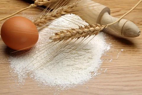 Materials needed to prepare cake dough on table Stock Photos