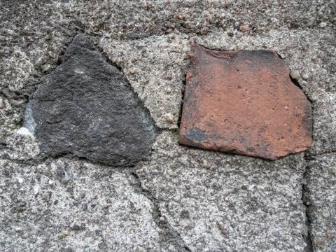 Materials in old retaining wall Stock Photos