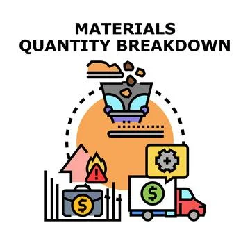 Materials quantity breakdown process analysis and planning Stock Illustration