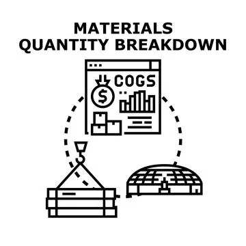 Materials quantity breakdown for supply chain management Stock Illustration