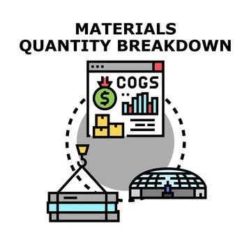 Materials quantity breakdown for supply chain management Stock Illustration