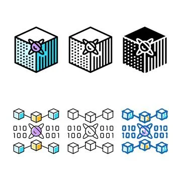 Materials quantum styleset technology color icon vector Stockillustratie