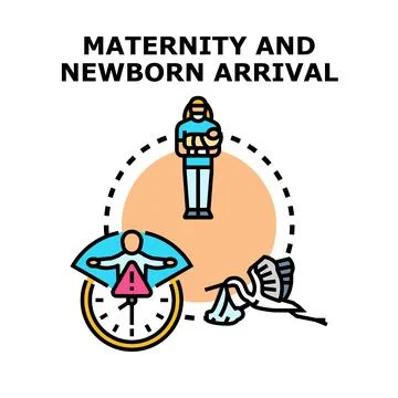 Maternity and newborn arrival planning and care concept Stock Illustration