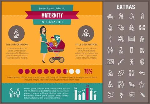 Maternity infographic template, elements and icons 스톡 일러스트