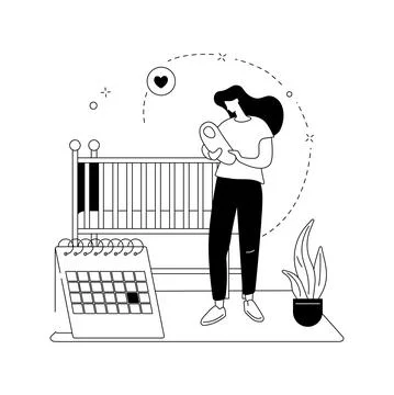 Maternity leave abstract concept vector illustration. Stock Illustration