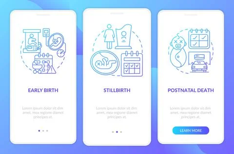 Maternity leave entitlement blue gradient onboarding mobile app page screen Ilustração Stock