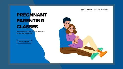 Maternity pregnant parenting classes vector Stock Illustration