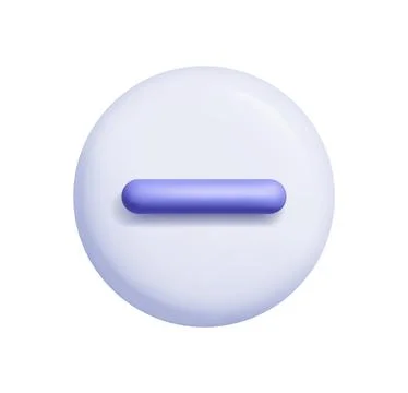 Math 3D icon delete. Lilac arithmetic minus sign on light purple round button Stock Illustration