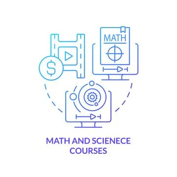 Math and science courses blue gradient concept icon Stock Illustration