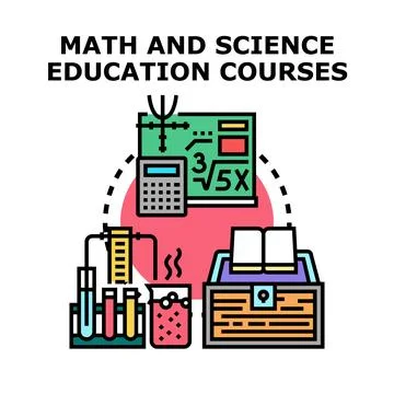 Math and science education courses concept vector Иллюстрация