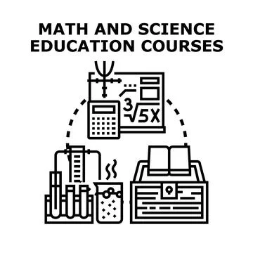 Math and science education courses concept vector Stock Illustration