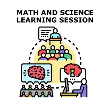Math and science learning session concept vector illustration Stock Illustration