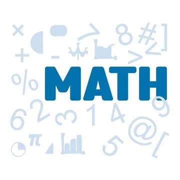 Math background with a white base color with blue symbols and writing Stockillustratie