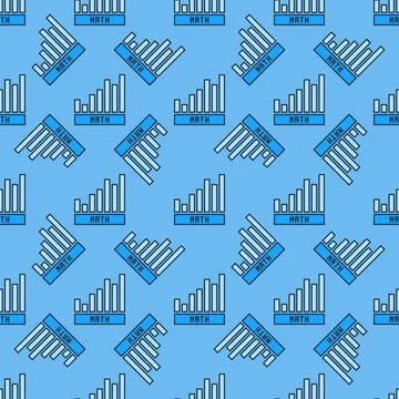 Math Bar Graph vector Mathematics blue seamless pattern Stock Illustration