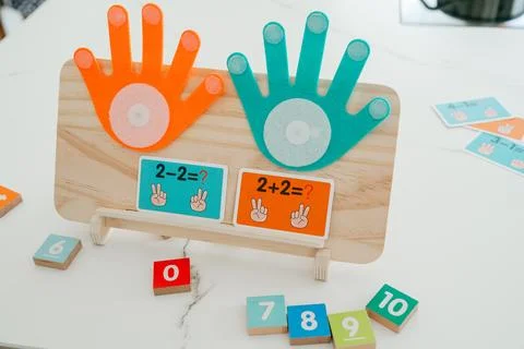 Math board with colorful counters Photos