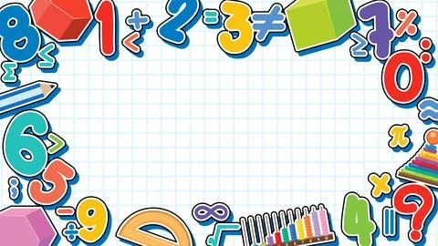Math Border Notebook with Checkered Background and Math Objects Stock Illustration
