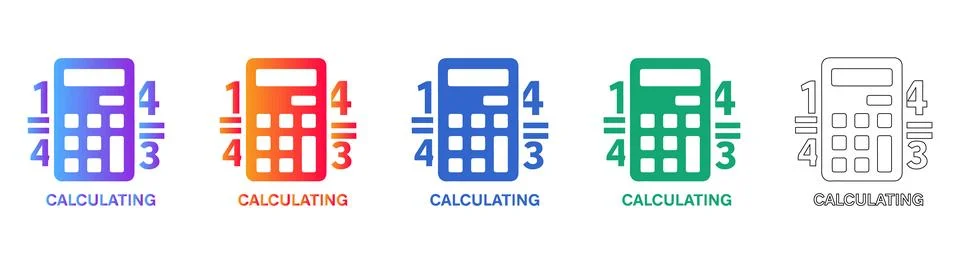 Math Calculating and Equation Icons 스톡 일러스트