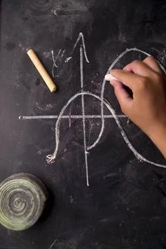 Math calculations Graphical representation of mathematical colcoli on blac... Foto stock