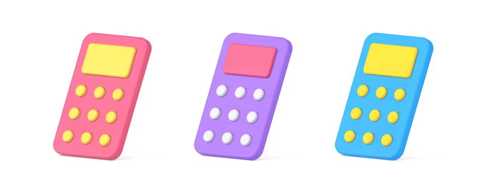 Math calculator device with buttons and display for numbers counting 3d icon  Stock Illustration