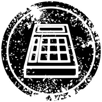 Math calculator distressed icon Stock Illustration