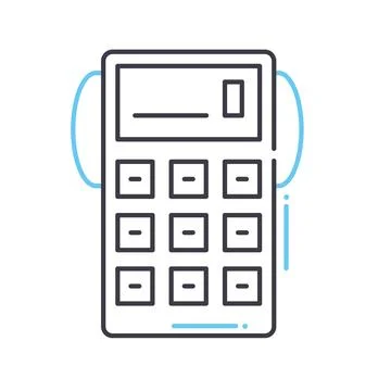 Math calculator line icon, outline symbol, vector illustration, concept sign Illustrazione stock