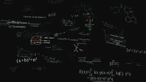 Math, chemical formulas and equations on black background animation loop Stock Footage 145291875