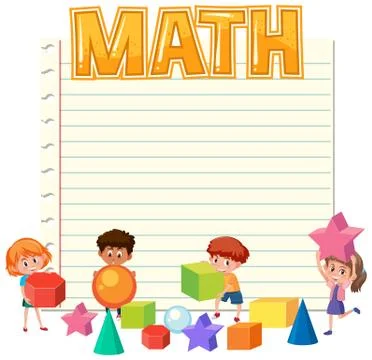 Math children on note template 스톡 일러스트